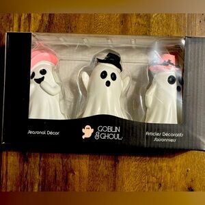 NWT Goblin & Ghoul Set of 3 Ghosts Wearing Cowgirl Hats Halloween/Fall Decor
